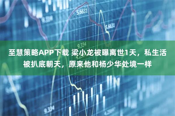 至慧策略APP下载 梁小龙被曝离世1天，私生活被扒底朝天，原来他和杨少华处境一样