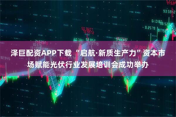 泽巨配资APP下载 “启航·新质生产力”资本市场赋能光伏行业发展培训会成功举办